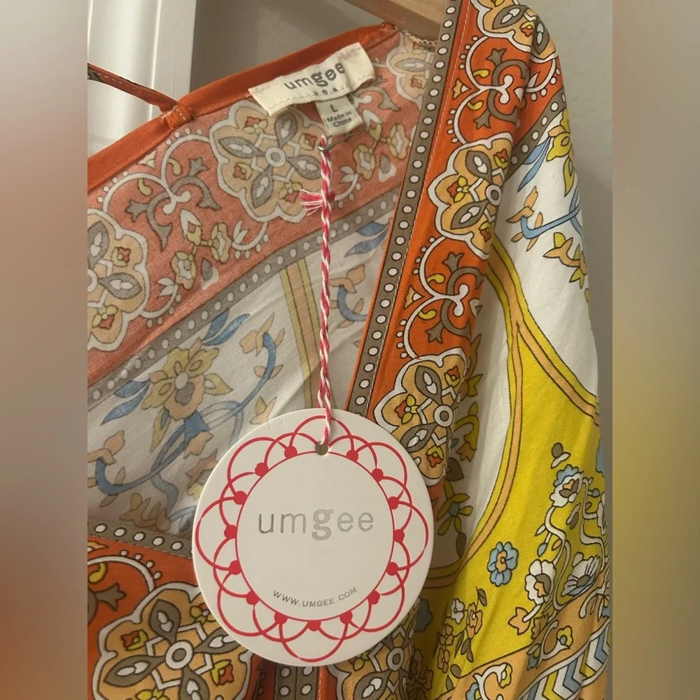 Umgee Mixed Print Long Sleeve Dress Size Large